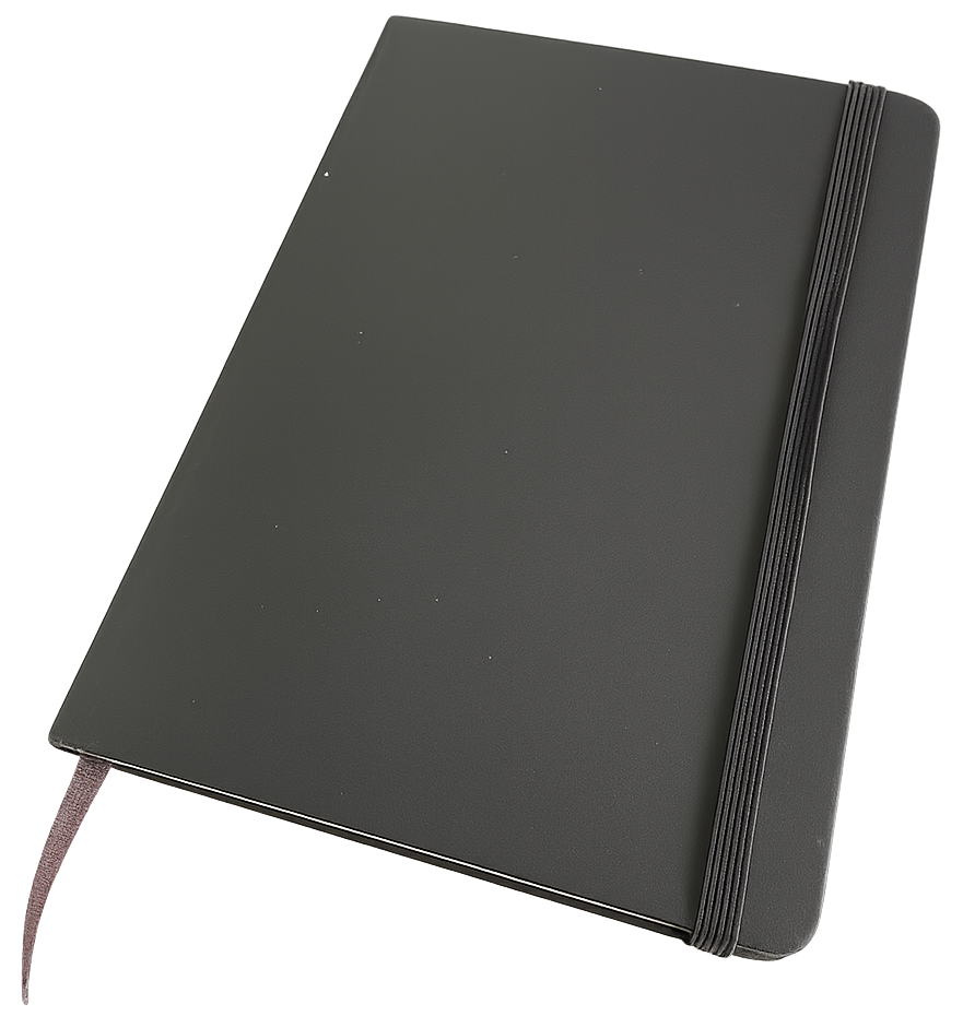 Black hardcover notebook with elastic band - our original Watched on TV book